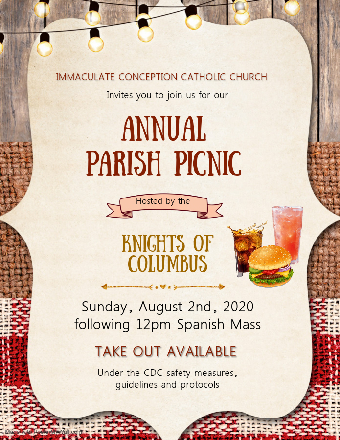Parish Annual Picnic 2020 Immaculate Conception Catholic Church